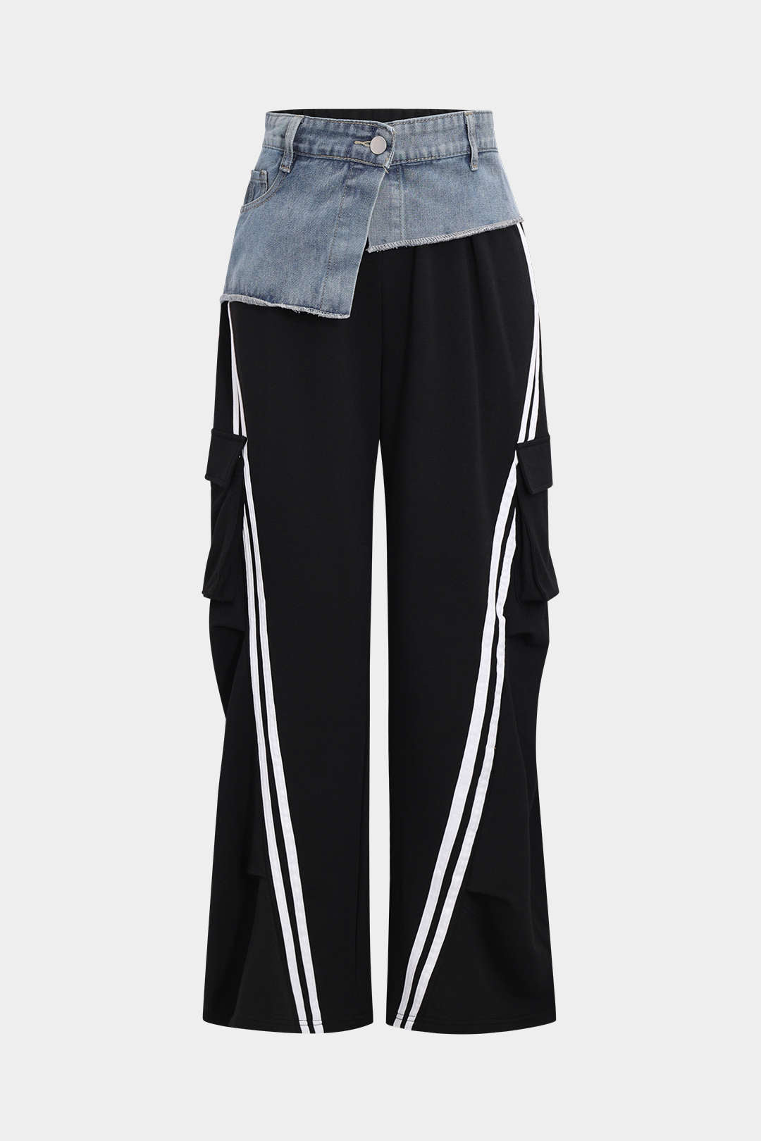 Pantalones Vaqueros Patchwork Con Bolsillos Para Mujer