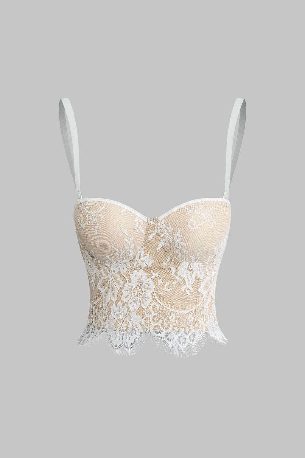 Top Bustier De Encaje Con Cierres De Gancho Y Ojal Lujoso
