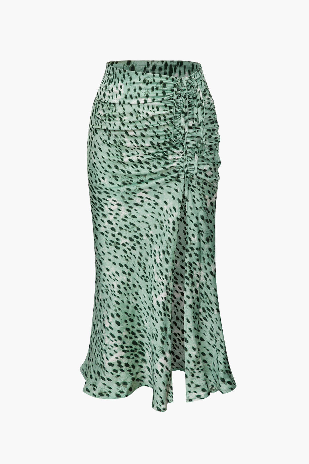 Falda Midi Leopardo Con Cinturón Lazo Y Abertura Frontal