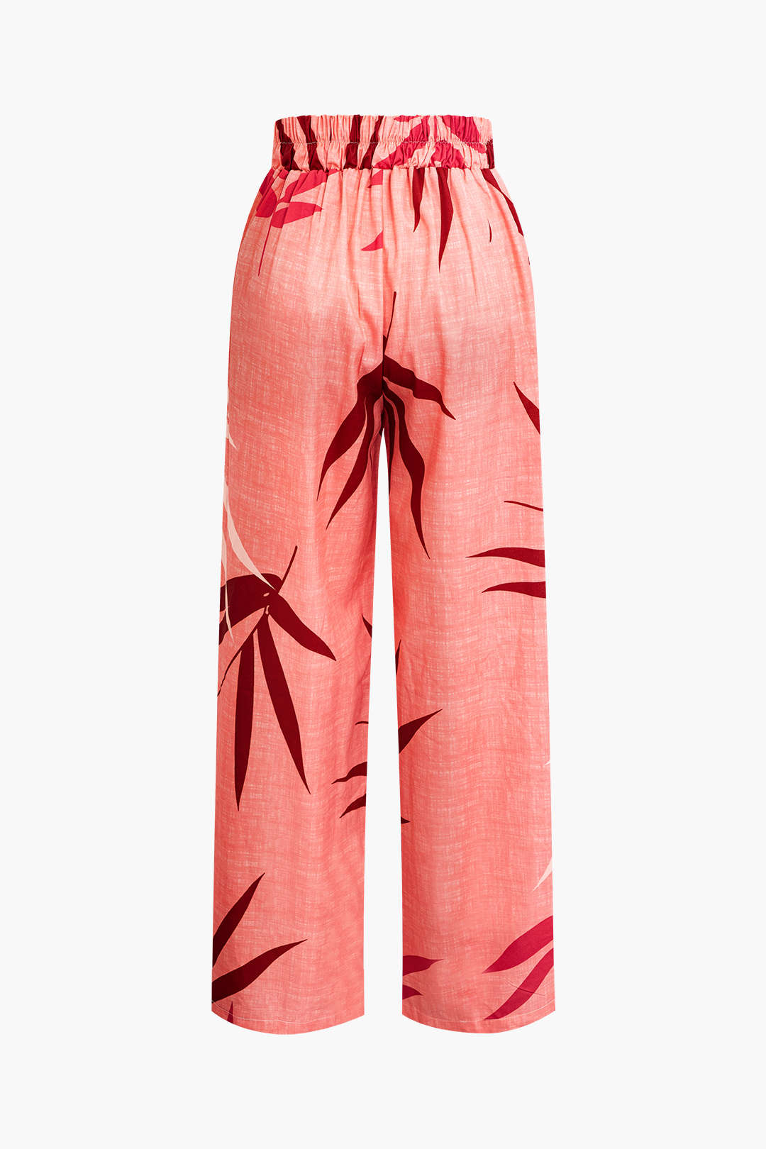 Conjunto Top Espagueti Pantalón Estampado Hojas De Bambú