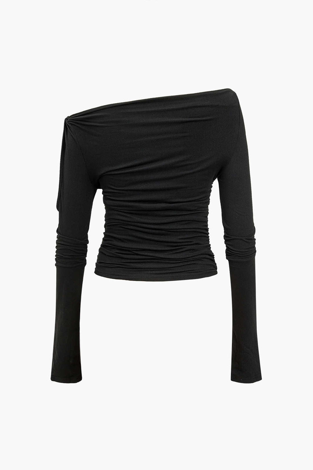 Blusa Recta Detalle Abertura Nudo Twist Manga Larga