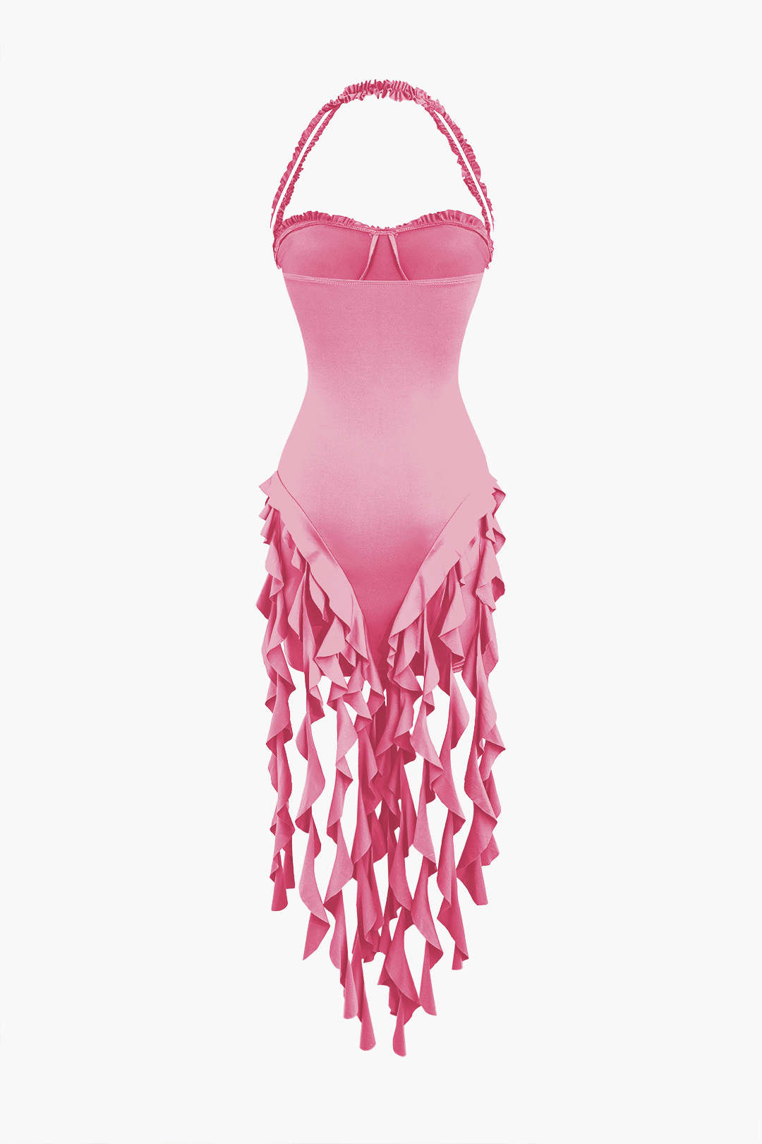 Vestido Mini Halter Bustier Con Flecos Espalda Abierta