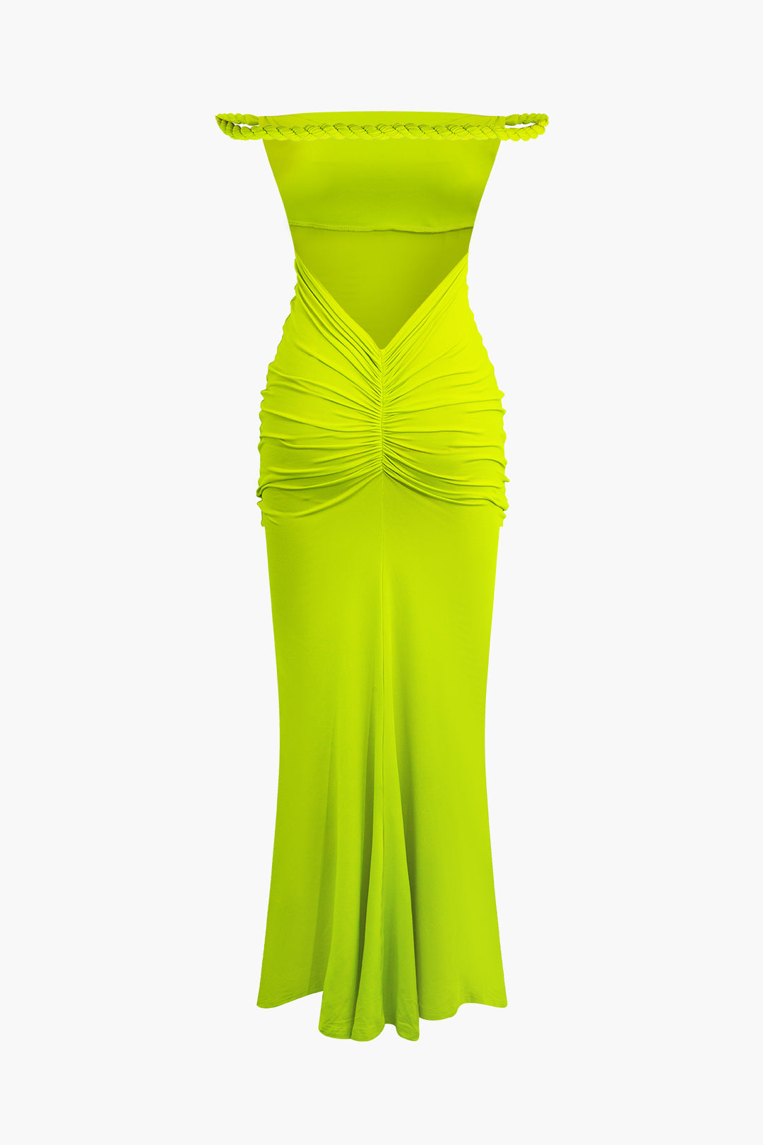 Vestido Maxi Noche Cuello Halter Crochet Espalda Abierta