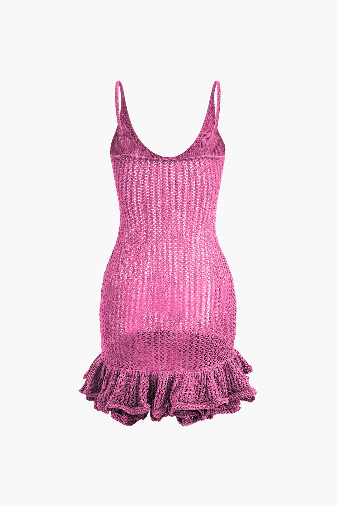 Vestido Mini Con Costuras Abiertas Y Volantes Delicados