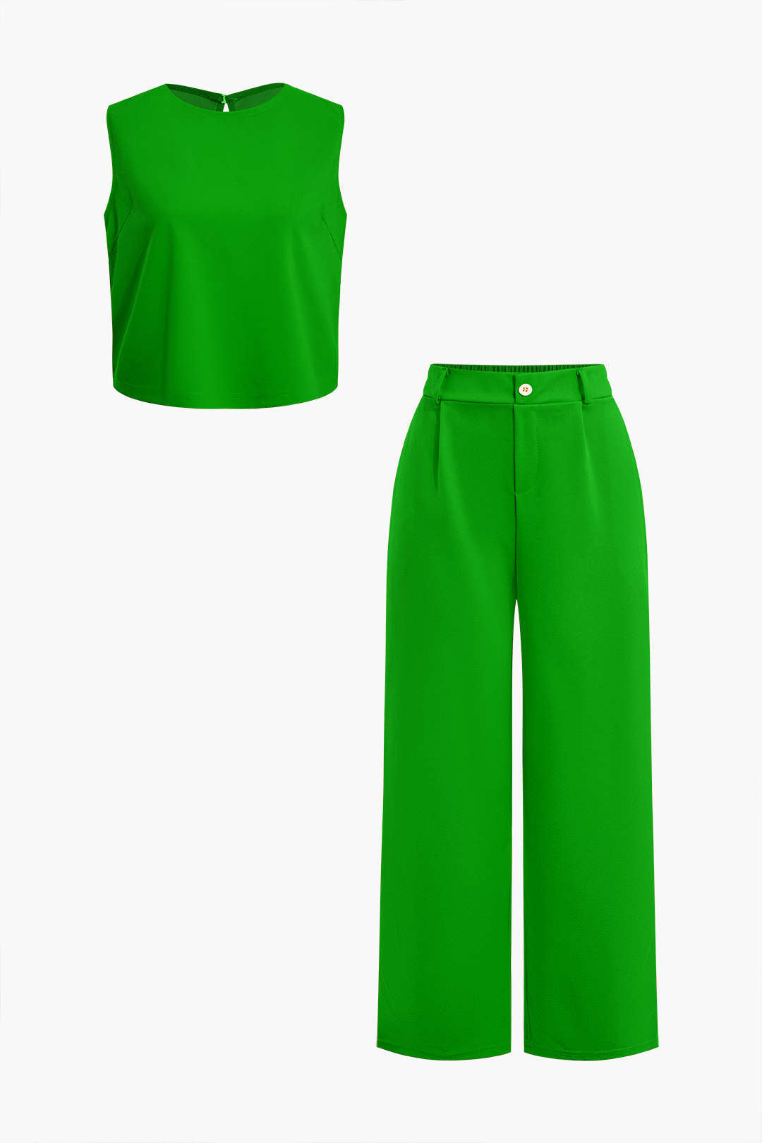 Conjunto Blusa Sin Mangas Pantalón Recto Minimalista