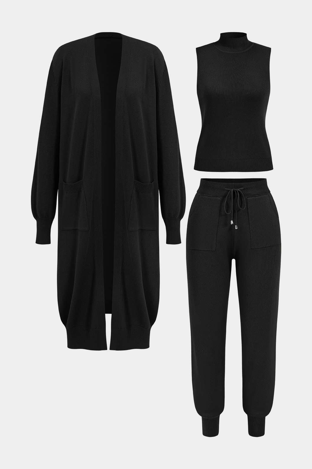 Conjunto Punto Tres Piezas Pantalones Bolsillos Cordón