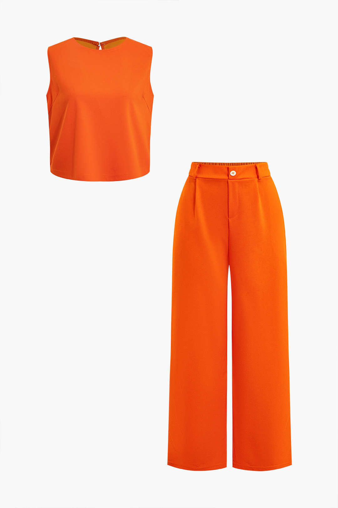 Conjunto Blusa Sin Mangas Pantalón Recto Minimalista