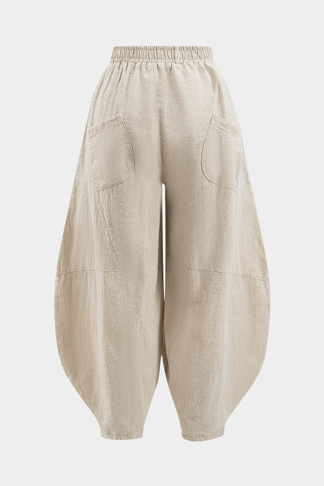 Pantalones Anchos Con Bolsillos Fruncidos Mujer Casual