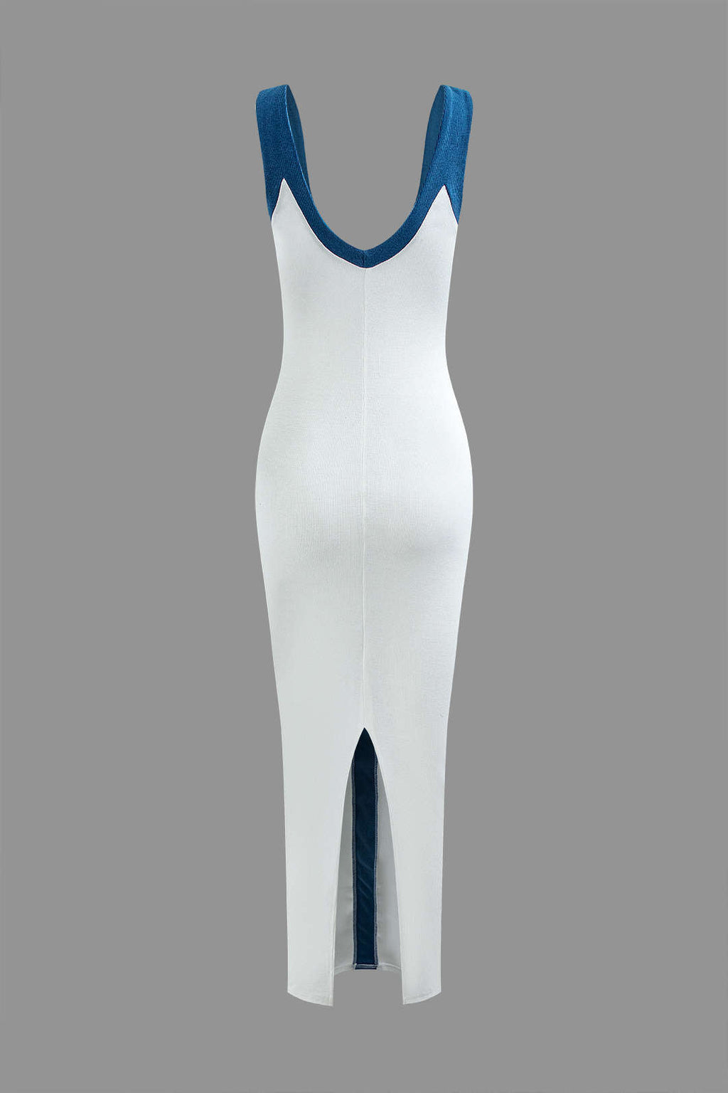 Vestido Maxi Color Block Con Escote En V Y Ribbed Elegante