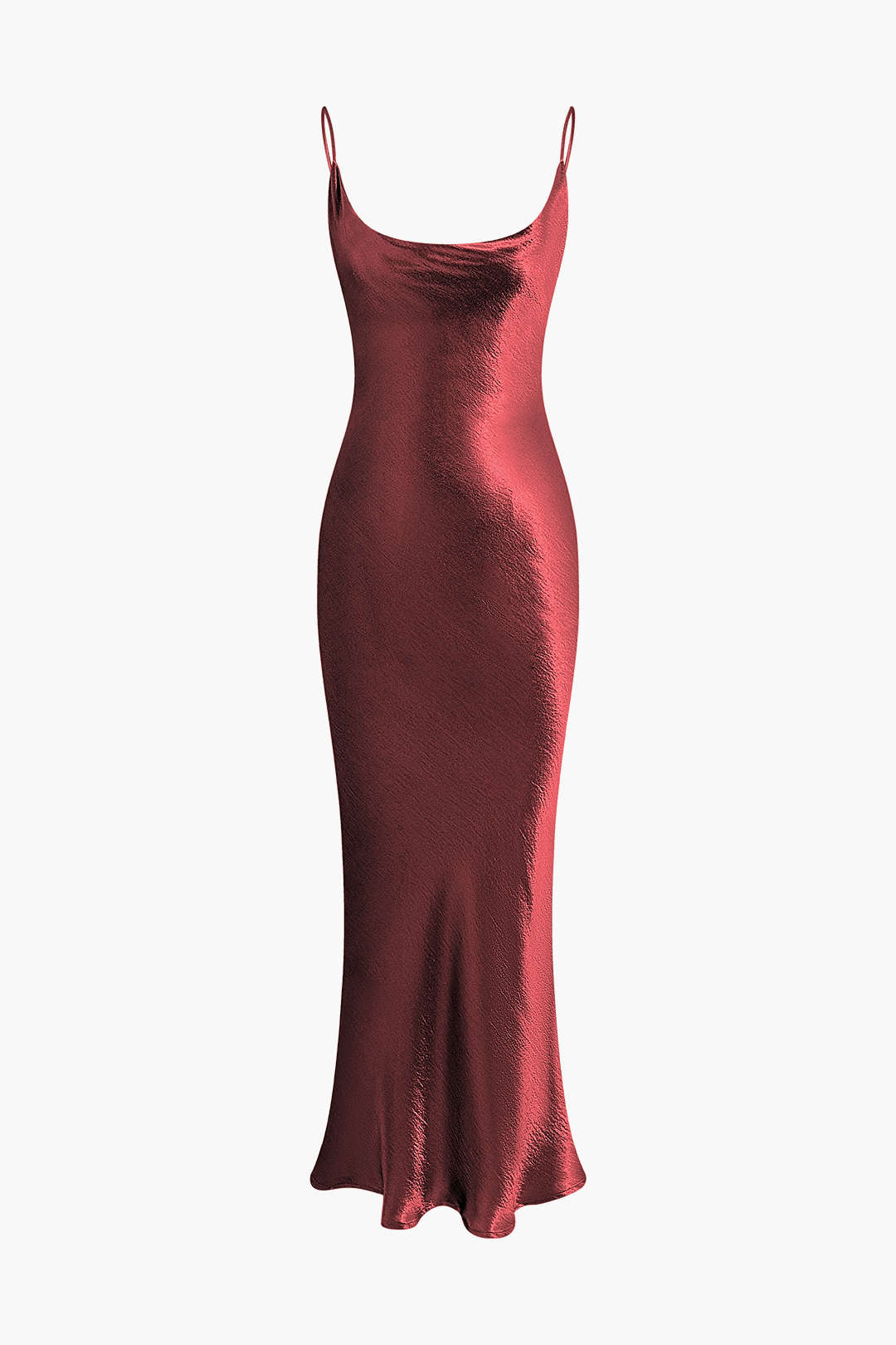 Vestido Largo Metálico Sin Espalda Cuello Barco Cola De Pez