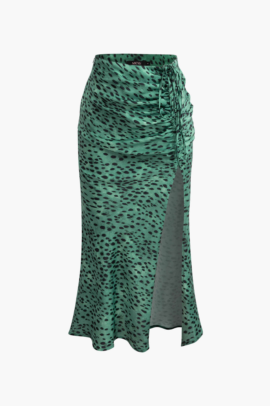 Falda Midi Leopardo Con Cinturón Lazo Y Abertura Frontal