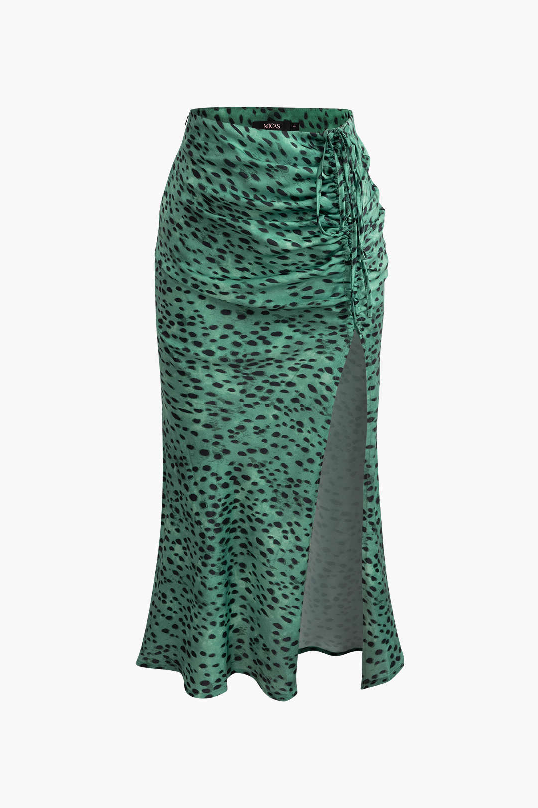 Falda Midi Leopardo Con Cinturón Lazo Y Abertura Frontal