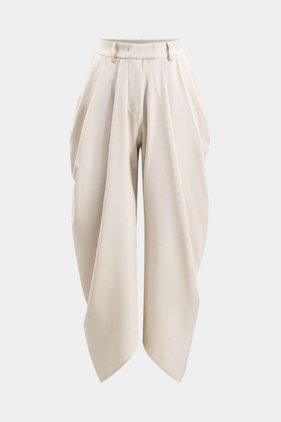 Pantalones Rectos Para Mujer Con Volante Y Drapado Brillante