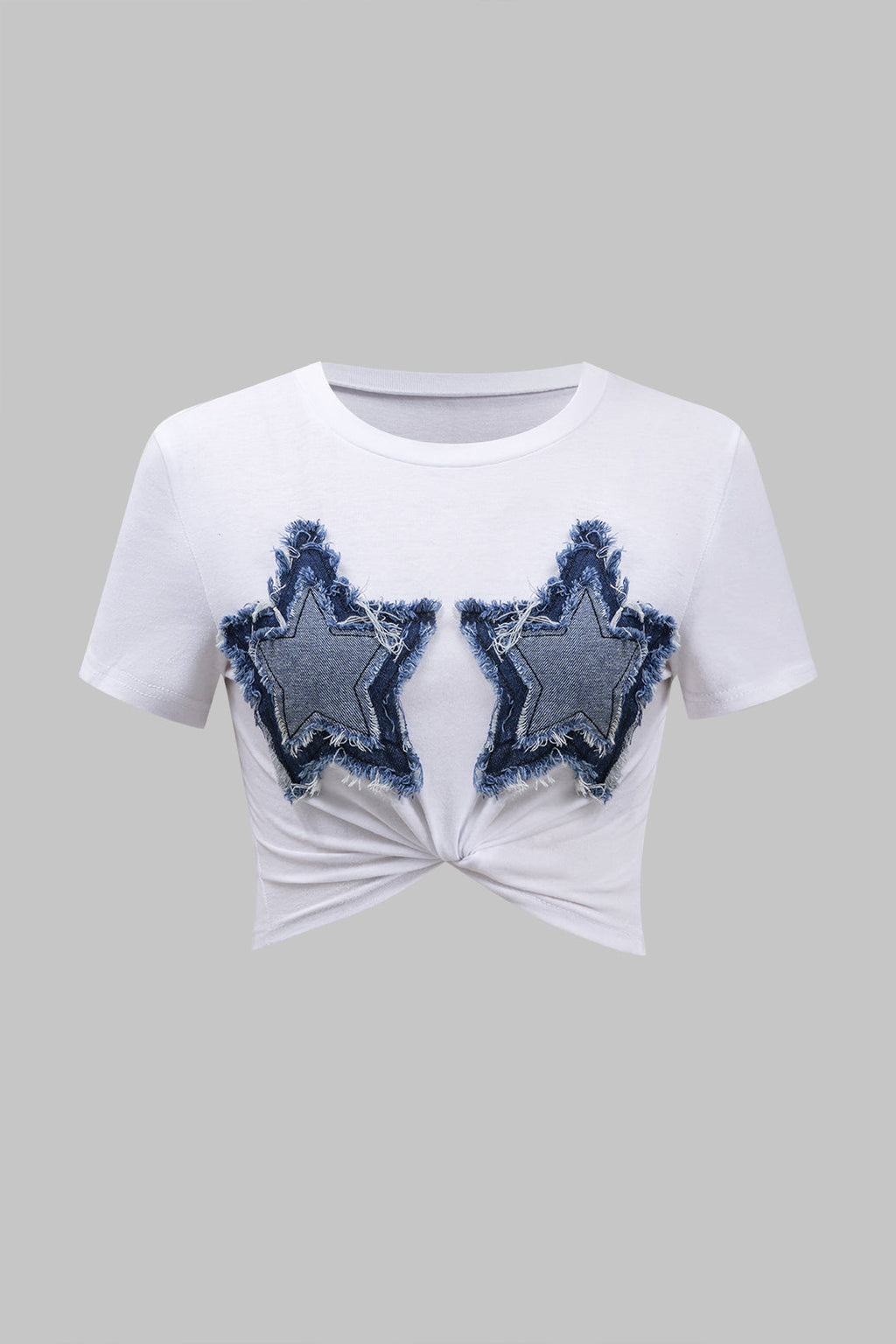 Camiseta Estrella Rasgada Patchwork Nudo Torcido MangaCorta