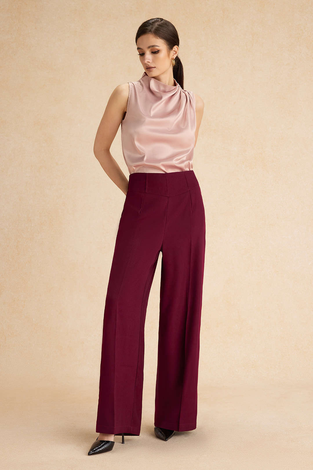 Pantalones De Cintura Alta Anchos Para Mujer Casual Diario