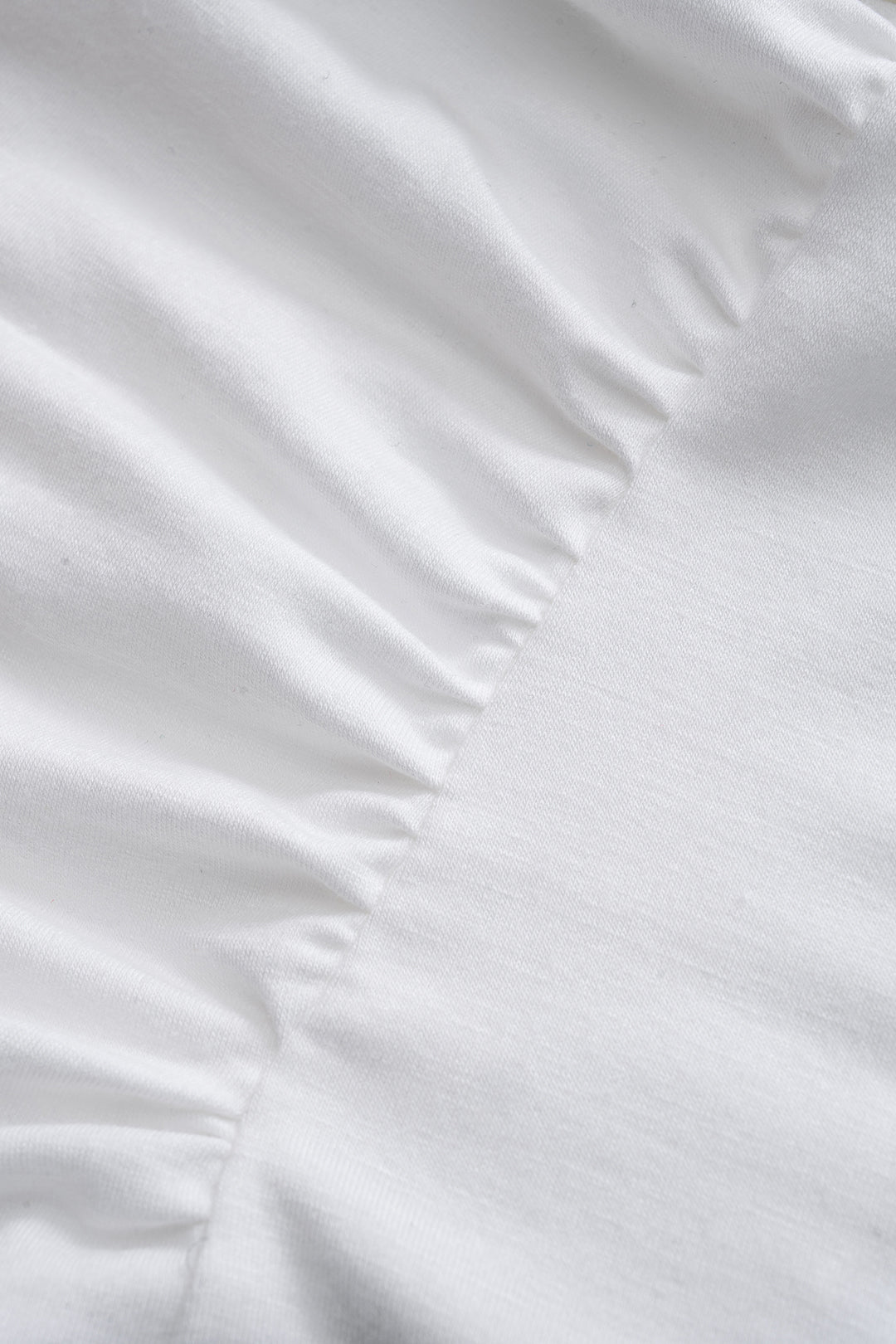 Camiseta De Algodón A Canalé Con Cuello Redondo Liso Diario