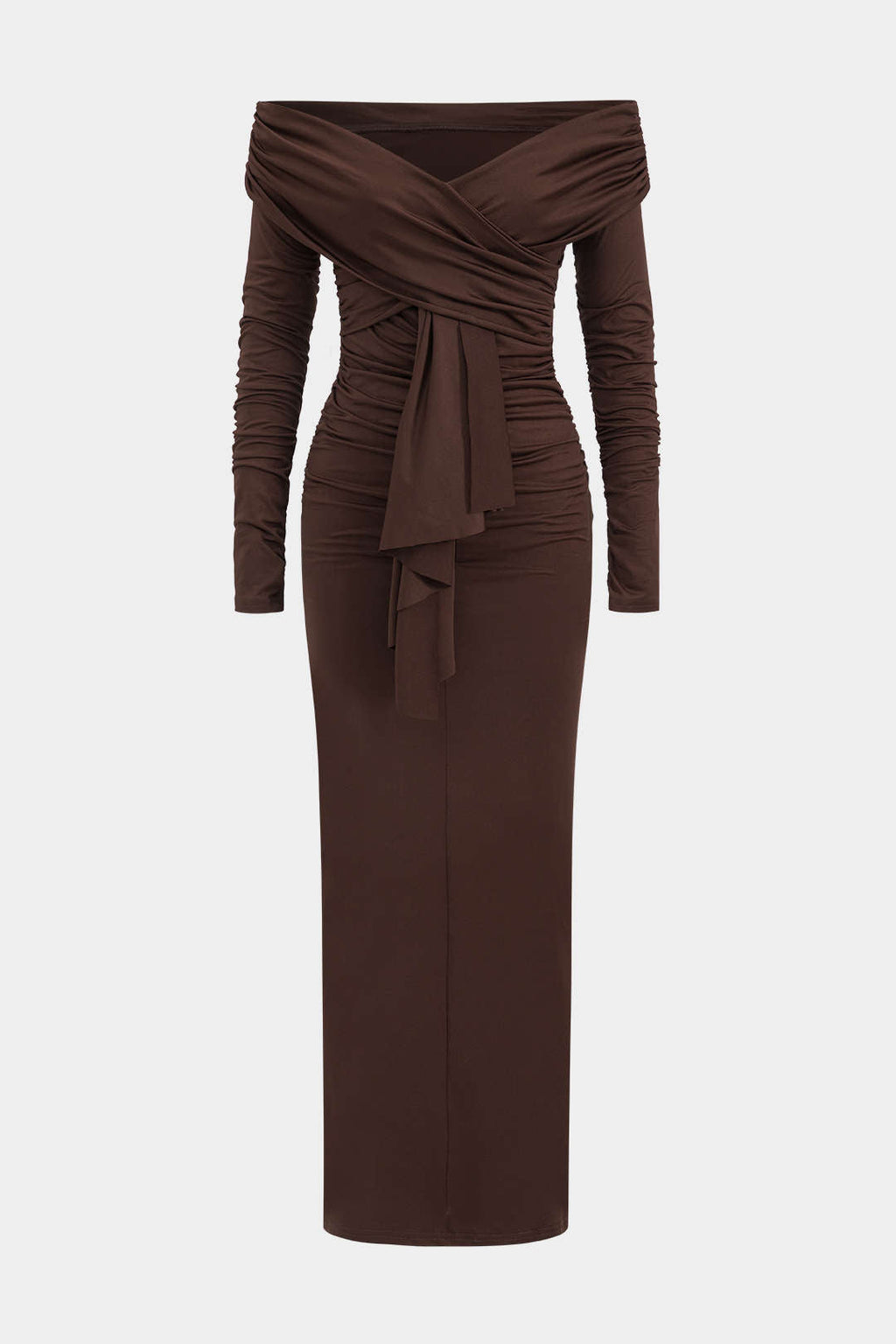 Vestido Maxi De Un Hombro Con Volantes Y Drapé Elegante