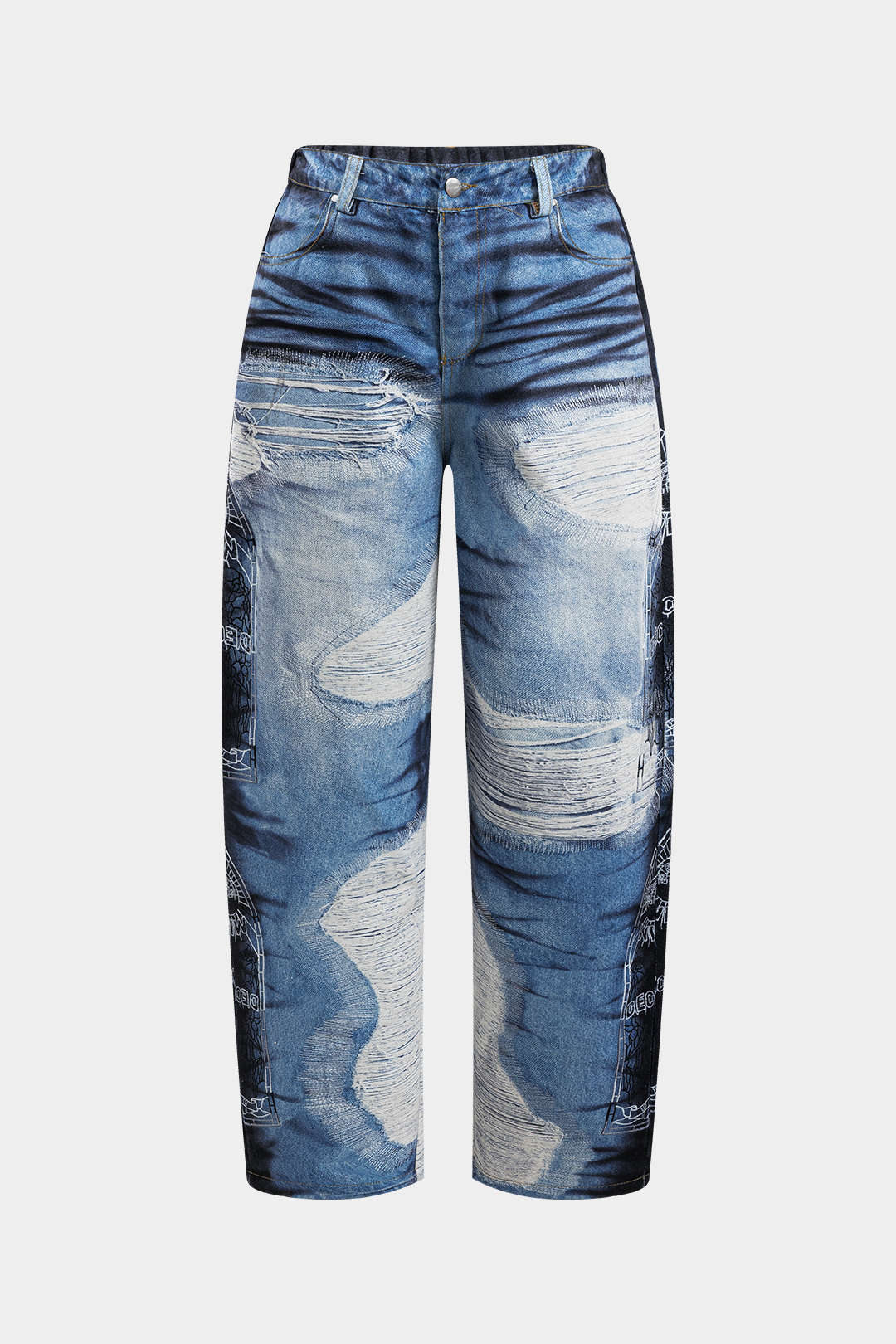 Pantalones Abstractos Con Bolsillos Botón Diario Estilo