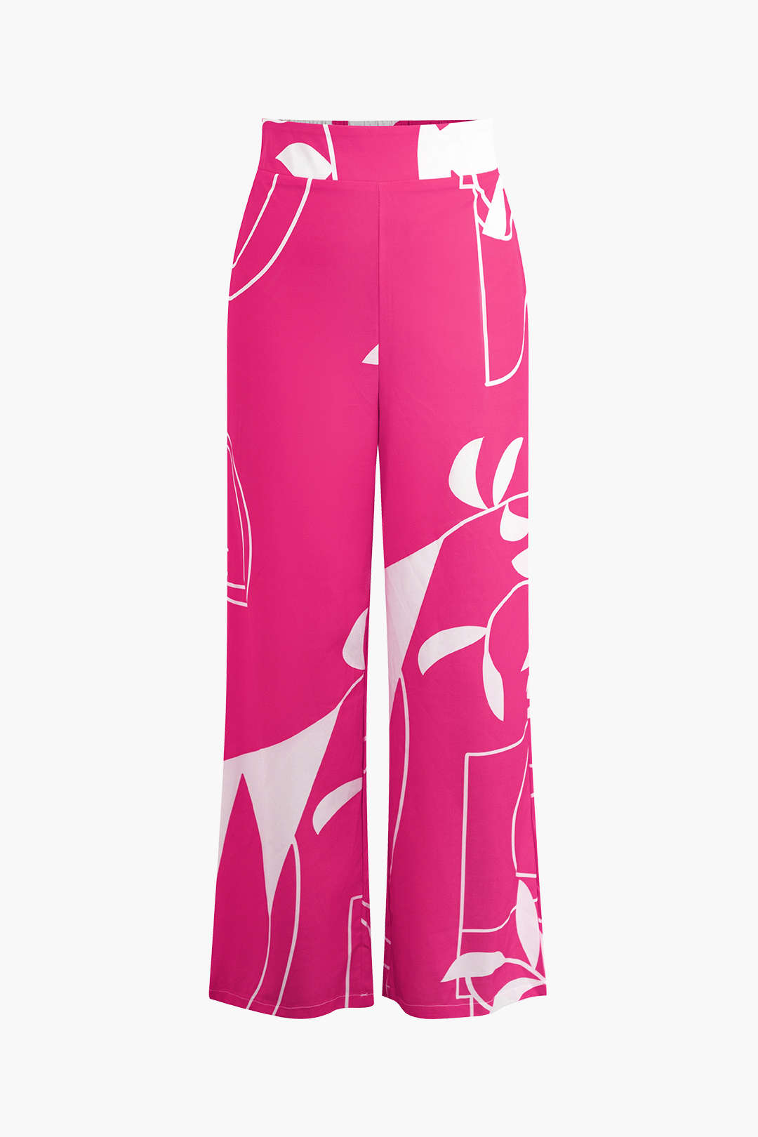 Conjunto Top Espagueti Pantalón Estampado Hojas De Bambú