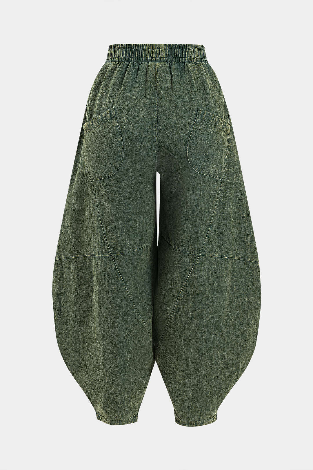 Pantalones Anchos Con Bolsillos Fruncidos Mujer Casual