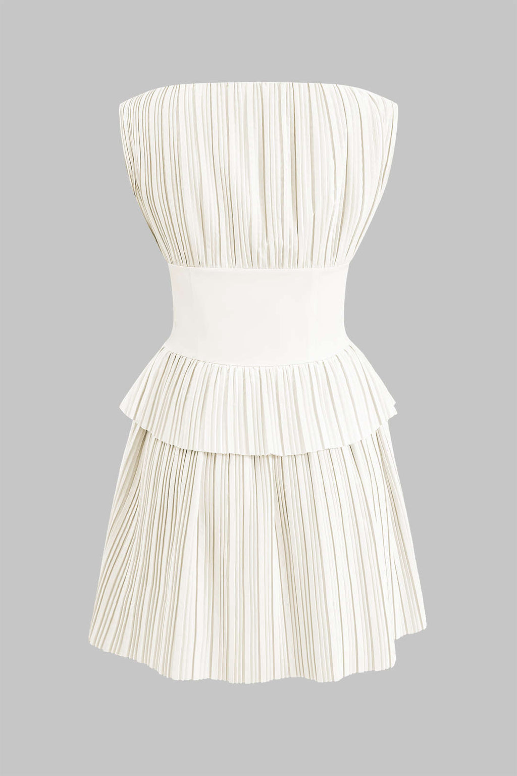 Vestido Mini Con Corsé Plisado Patchwork Sin Mangas