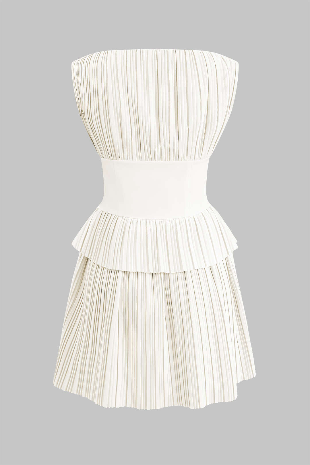 Vestido Mini Con Corsé Plisado Patchwork Sin Mangas