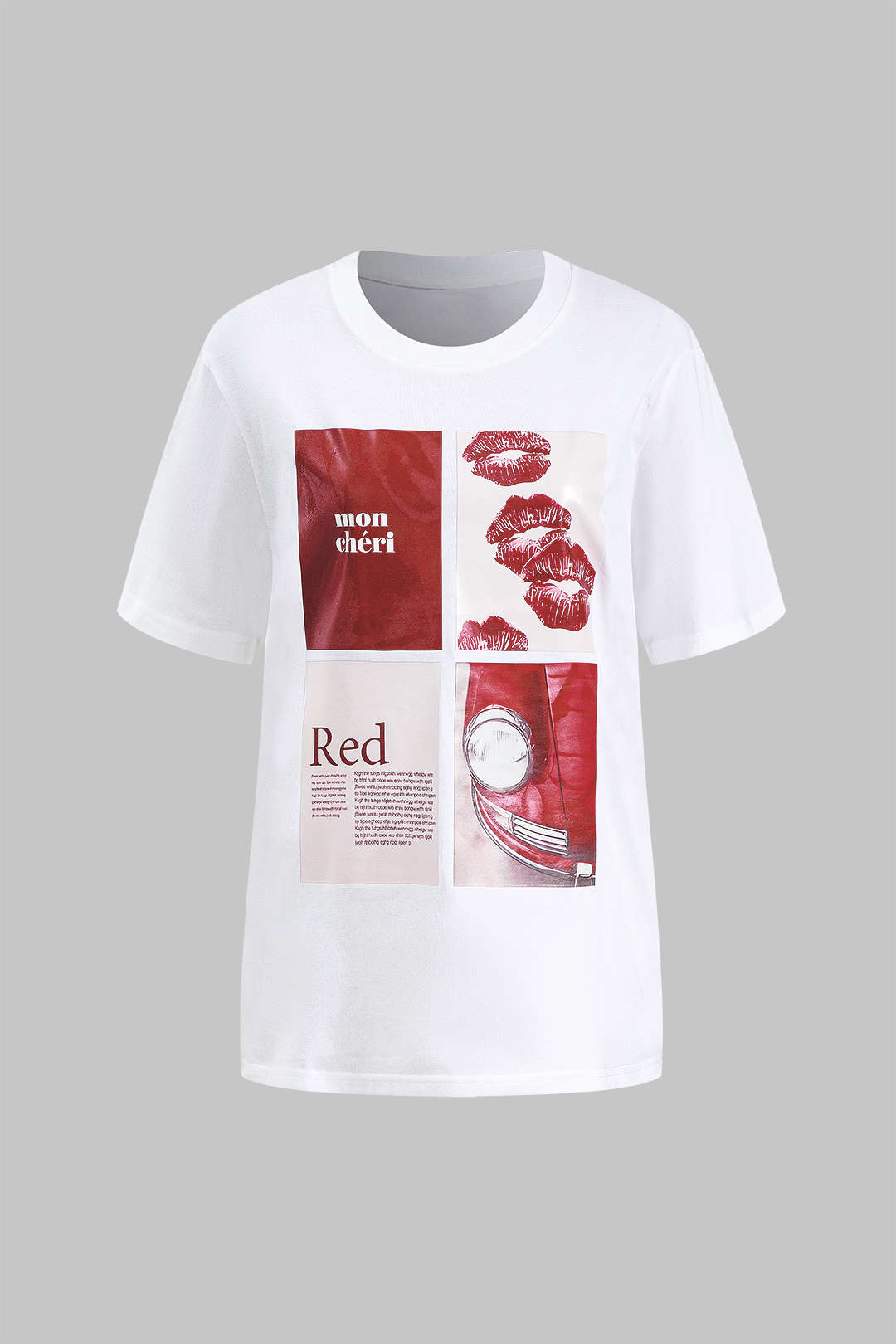 Camiseta Unisex Estampado De Letras Con Cuello Redondo