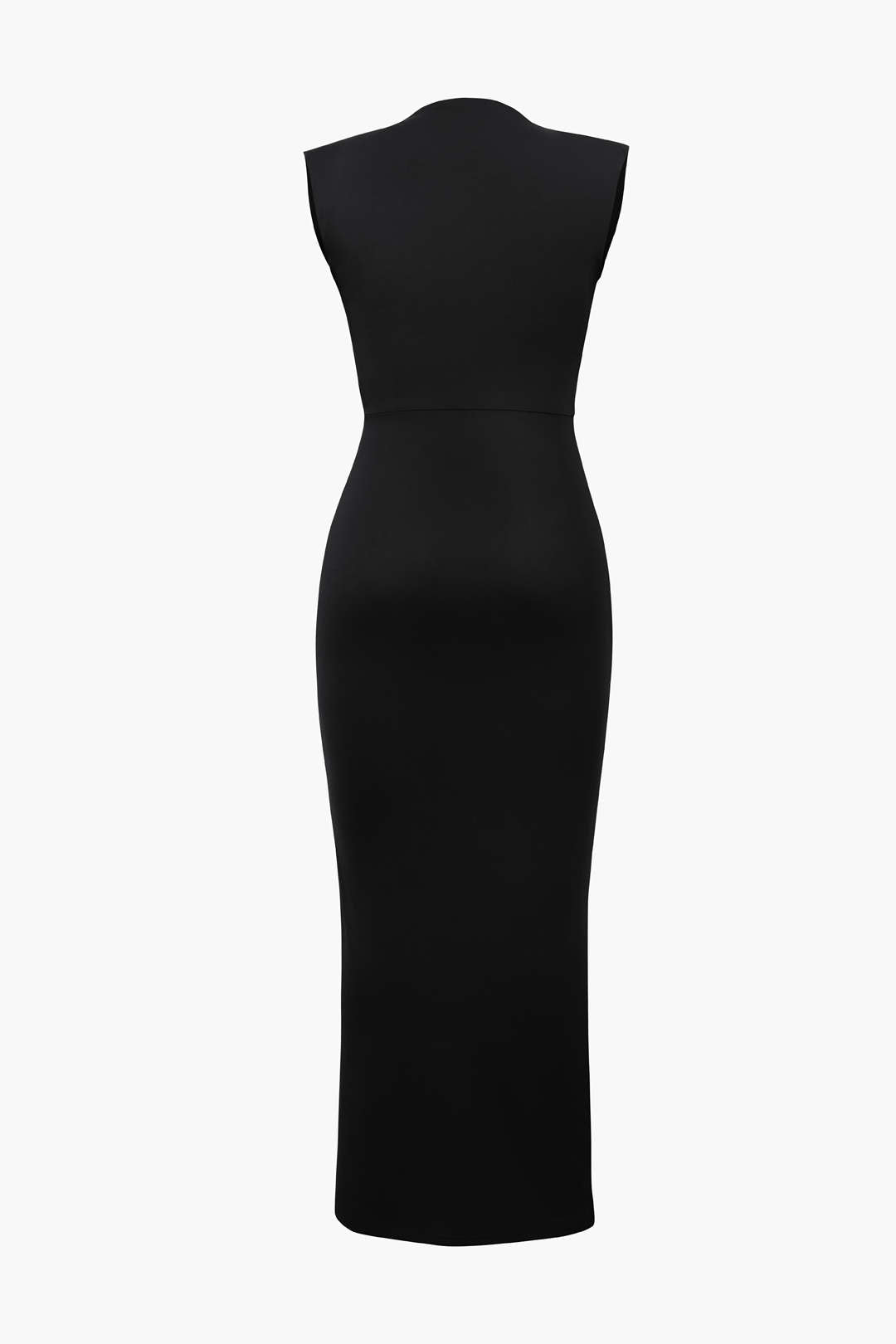 Vestido Midi Sin Mangas Con Escote En V Silueta Elegante