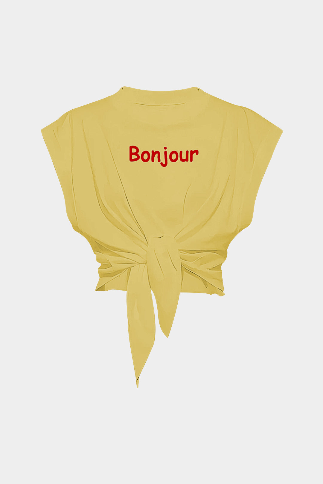 Camiseta Corta Estampada Con Nudo Frontal Cotidiano