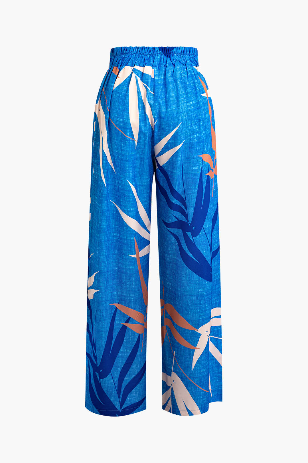 Conjunto Top Espagueti Pantalón Estampado Hojas De Bambú
