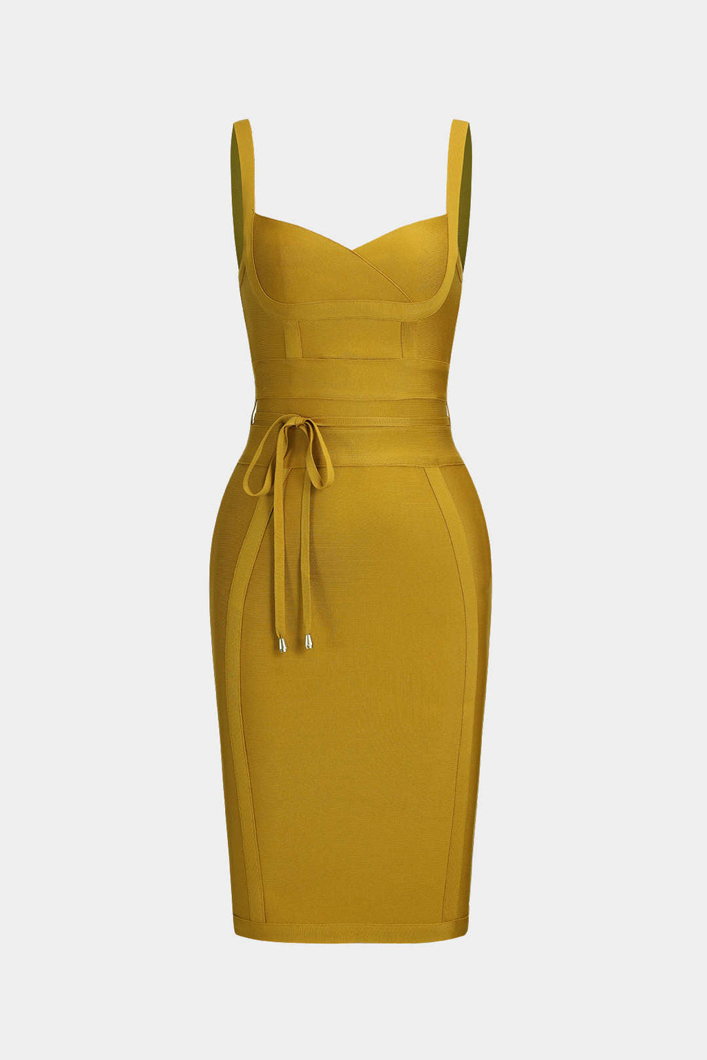 Vestido Midi Ajustado Con Lazo Frontal Y Cremallera