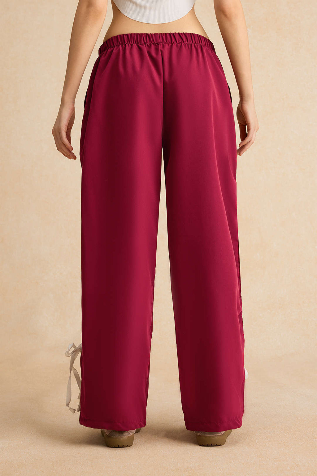 Pantalones Patchwork Con Detalle De Cinturón Elegantes