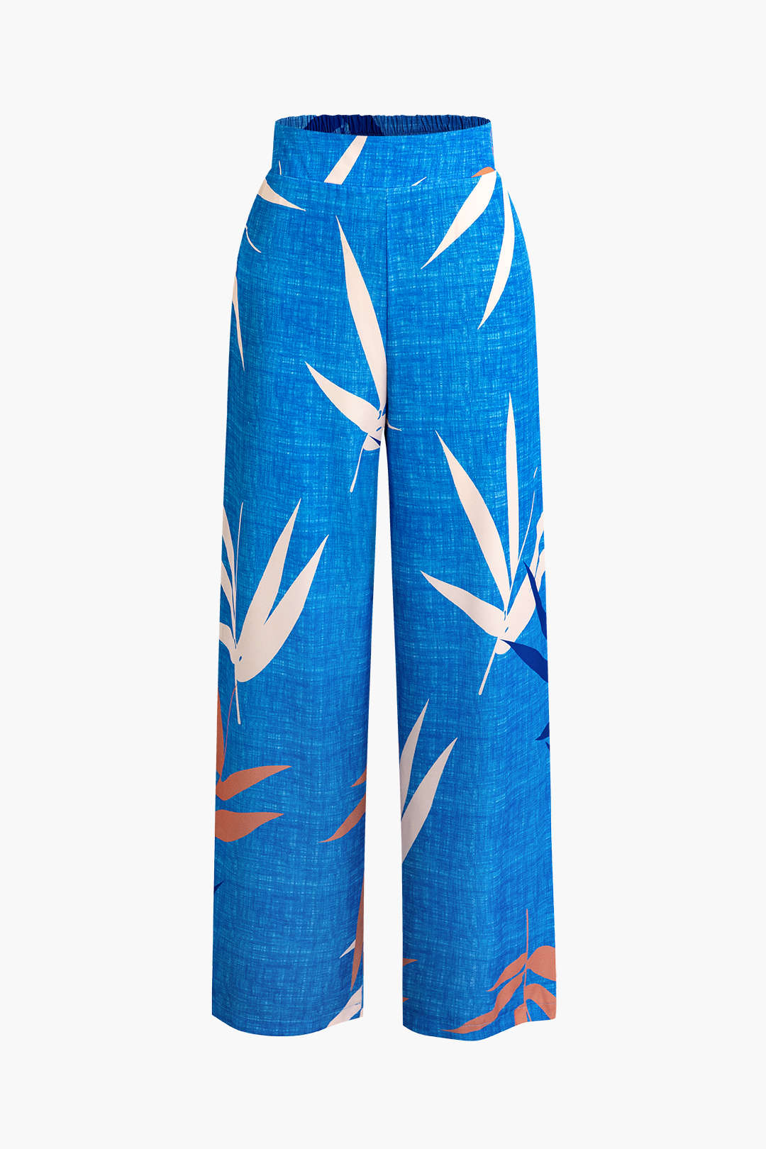 Conjunto Top Espagueti Pantalón Estampado Hojas De Bambú
