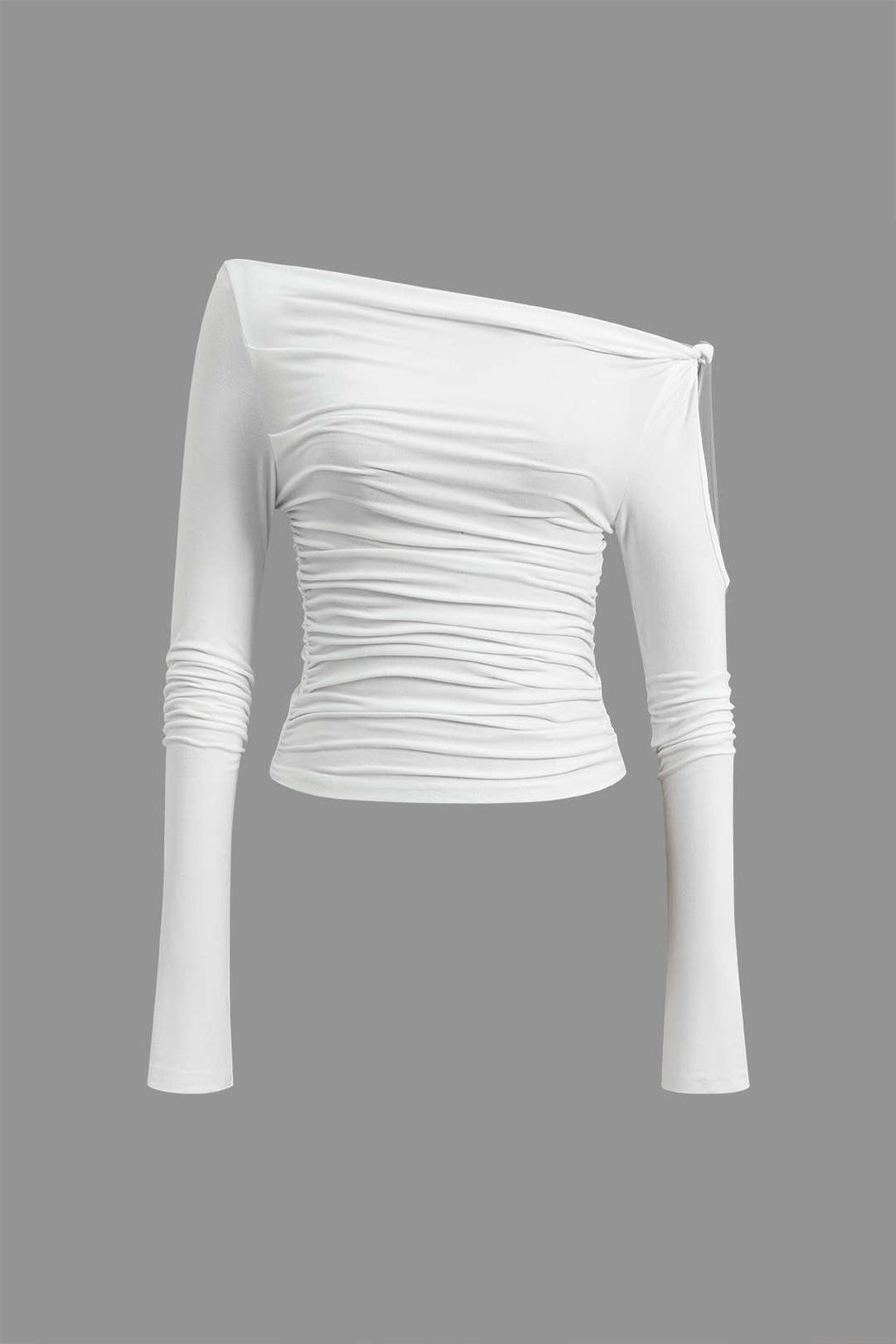 Blusa Recta Detalle Abertura Nudo Twist Manga Larga