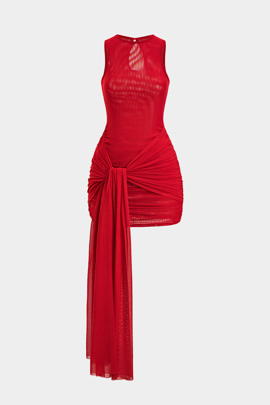 Vestido Mini De Malla Con Detalle De Recorte Y Cordones