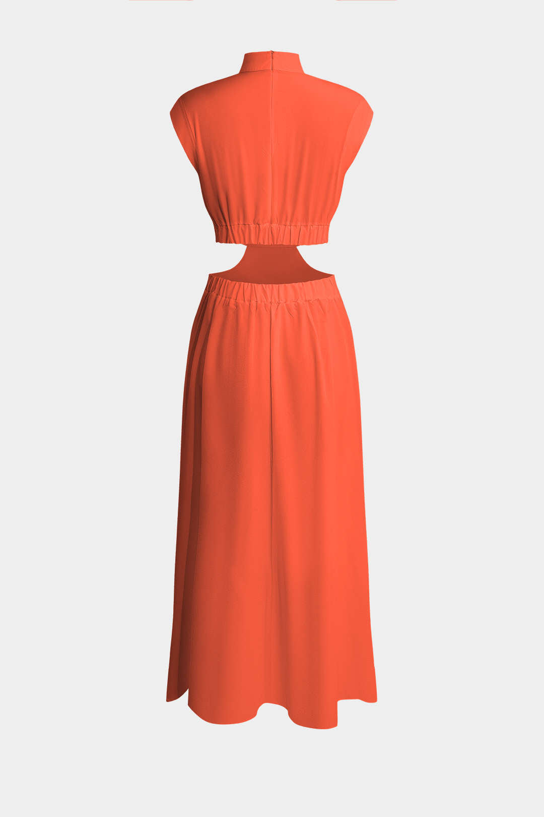 Vestido Maxi Plisado Con Cuello Alto Y Abertura Elegante