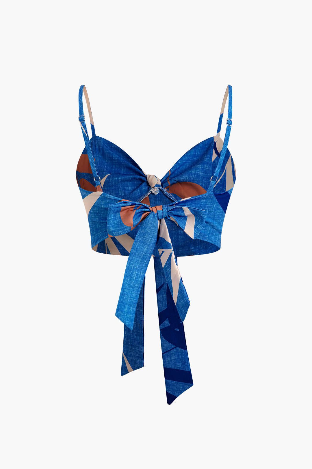 Conjunto Top Espagueti Pantalón Estampado Hojas De Bambú