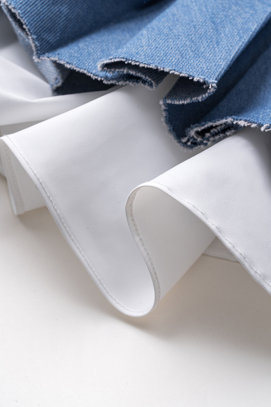 Falda Denim Plisada Patchwork Con Detalles De Panel