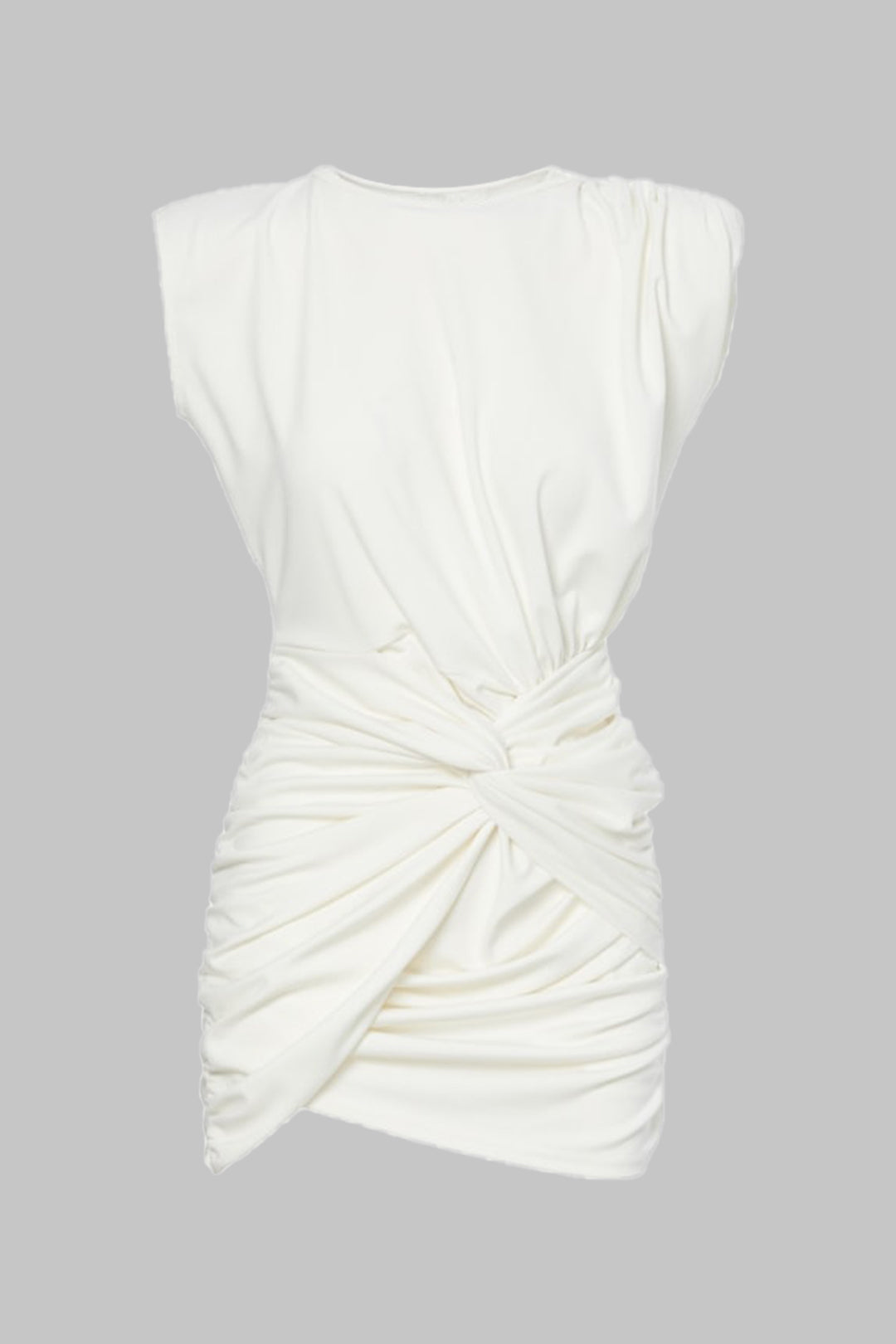 Vestido Mini Blanco Con Volantes Y Nudo Minimalista