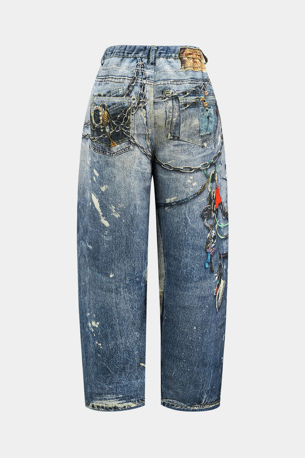 Pantalones Anchos Con Bloques De Color Botones Mujer Casual