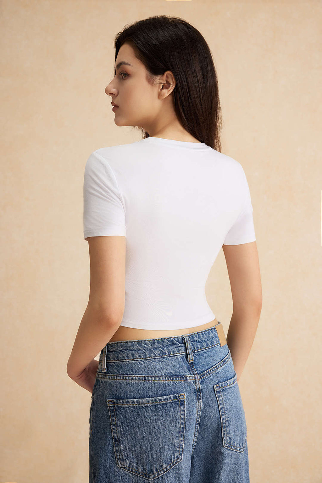 Camiseta Algodón Cuello Redondo Con Texto Impreso Estilo