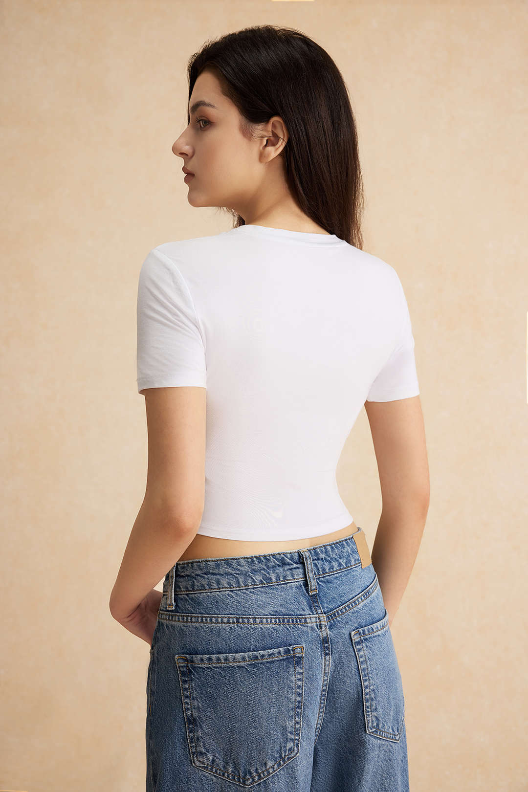 Camiseta Algodón Cuello Redondo Con Texto Impreso Estilo