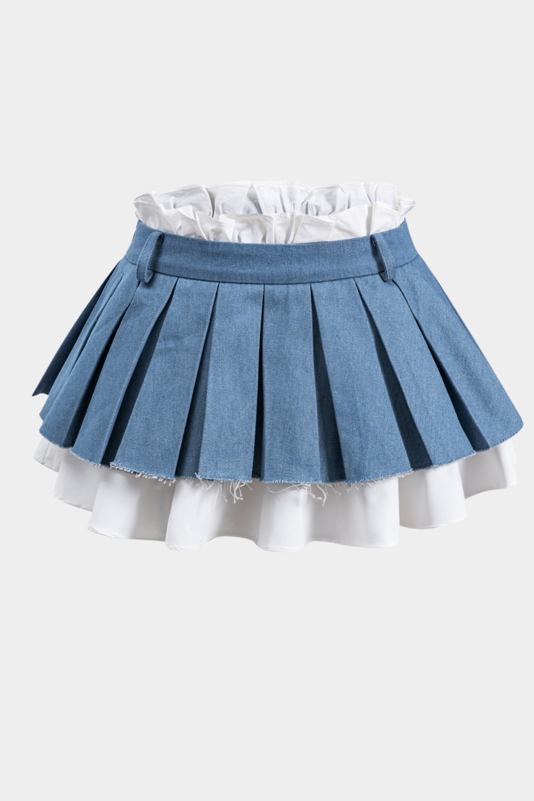 Falda Denim Plisada Patchwork Con Detalles De Panel
