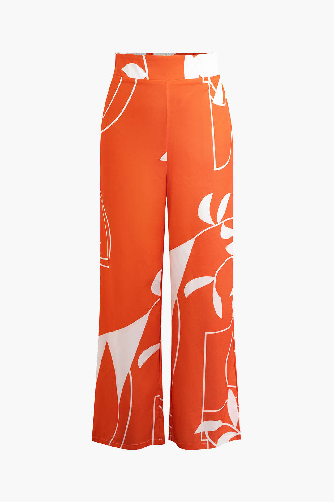 Conjunto Top Espagueti Pantalón Estampado Hojas De Bambú