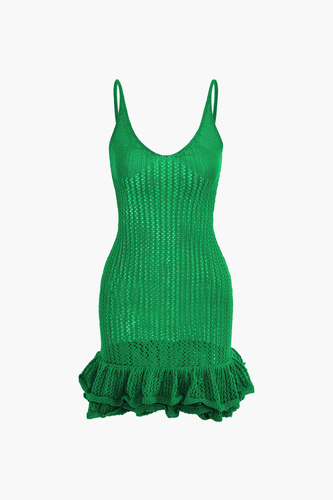 Vestido Mini Con Costuras Abiertas Y Volantes Delicados