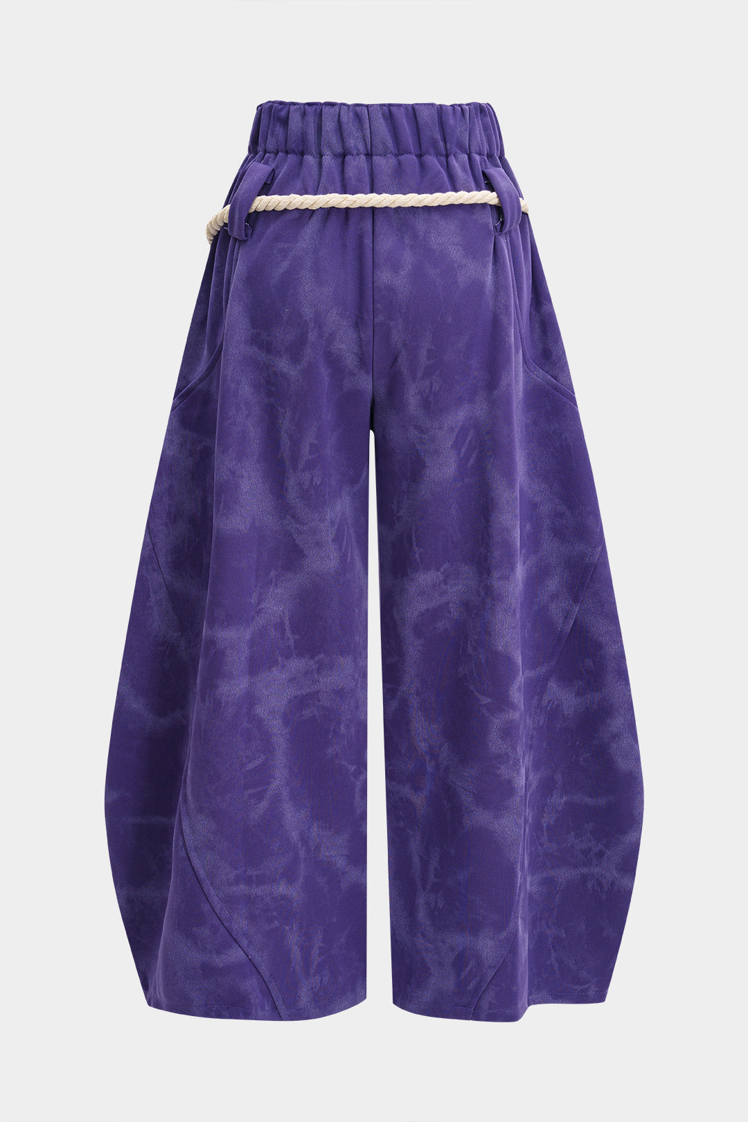 Pantalones Anchos Con Cordón Tie Dye Mármol Para Mujeres