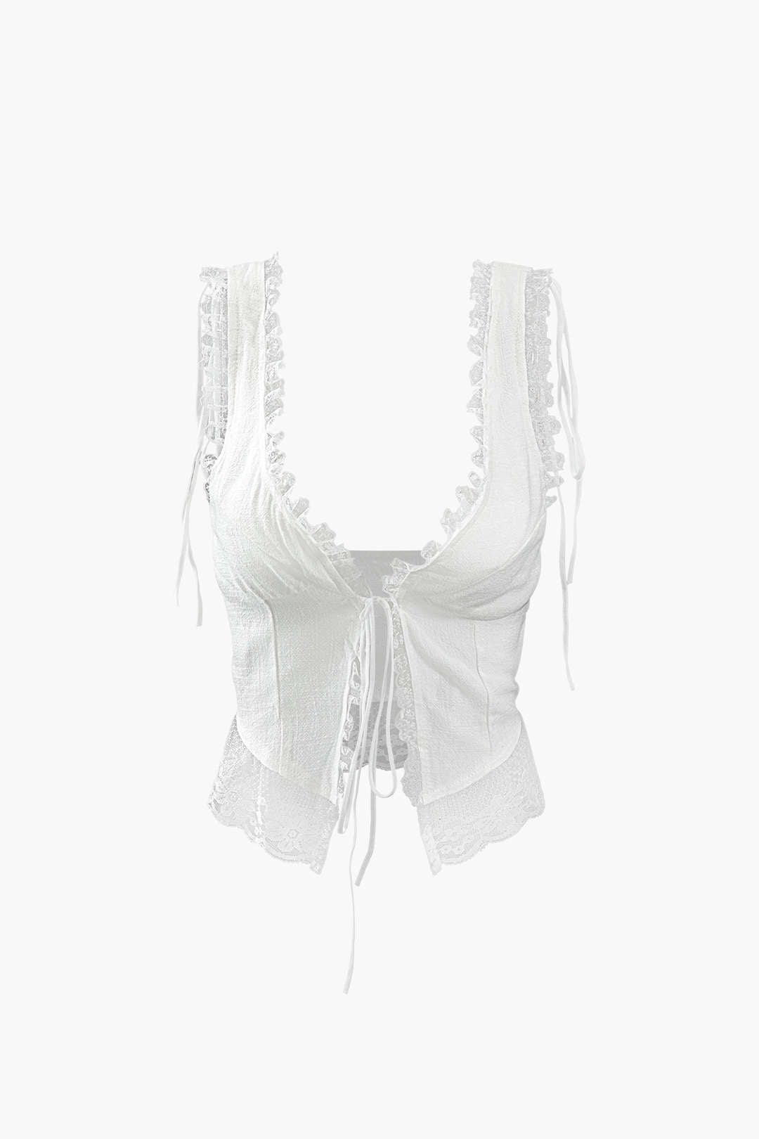 Top de Tirante con Encaje y Nudo Frontal Ligero Mujer