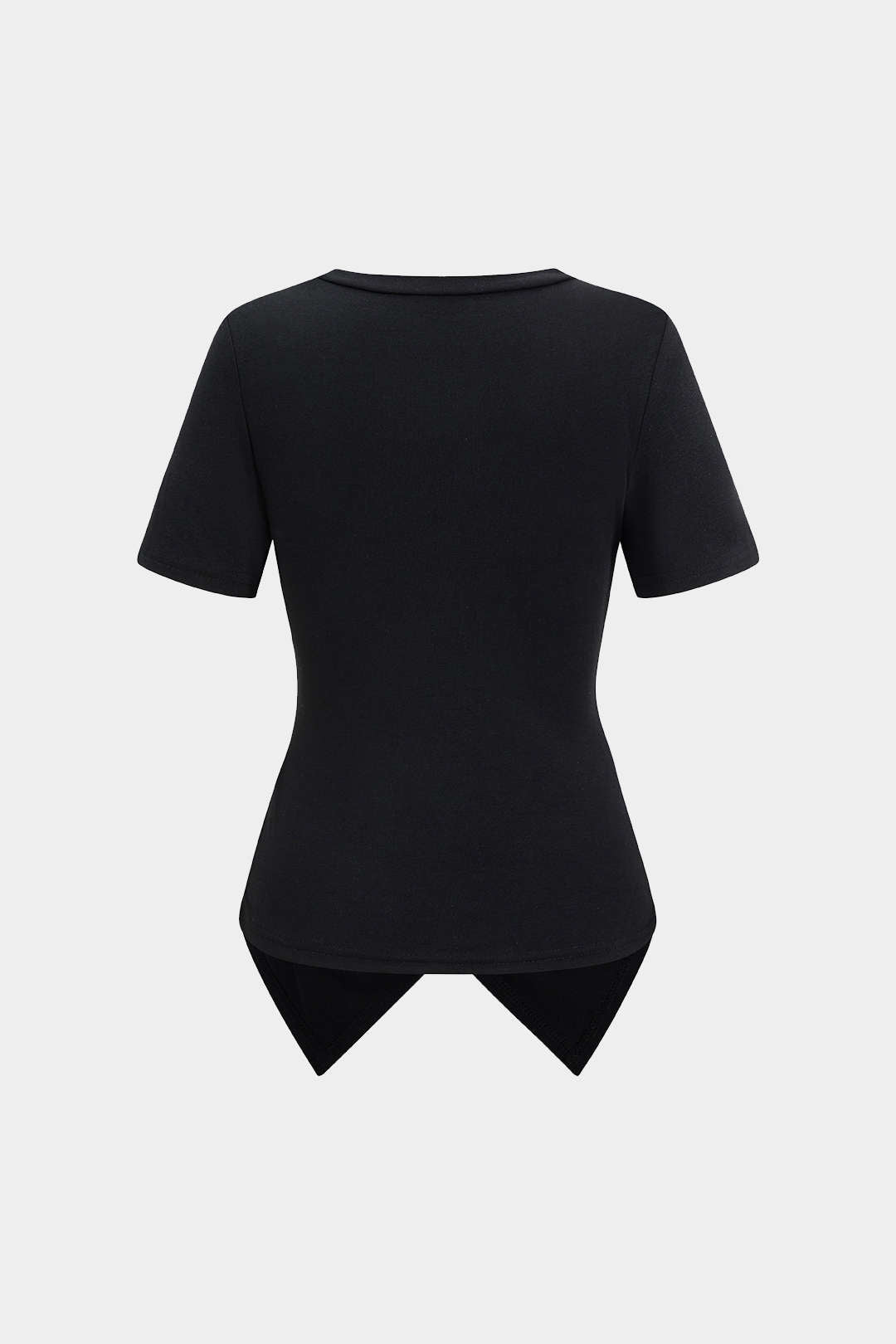 Camiseta de Manga Corta con Nudo Curvo para Mujer Casual