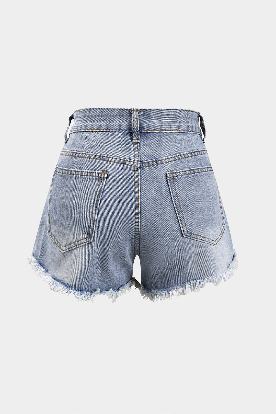 Shorts Denim Cintura Alta Con Abalorios Para Uso Diario