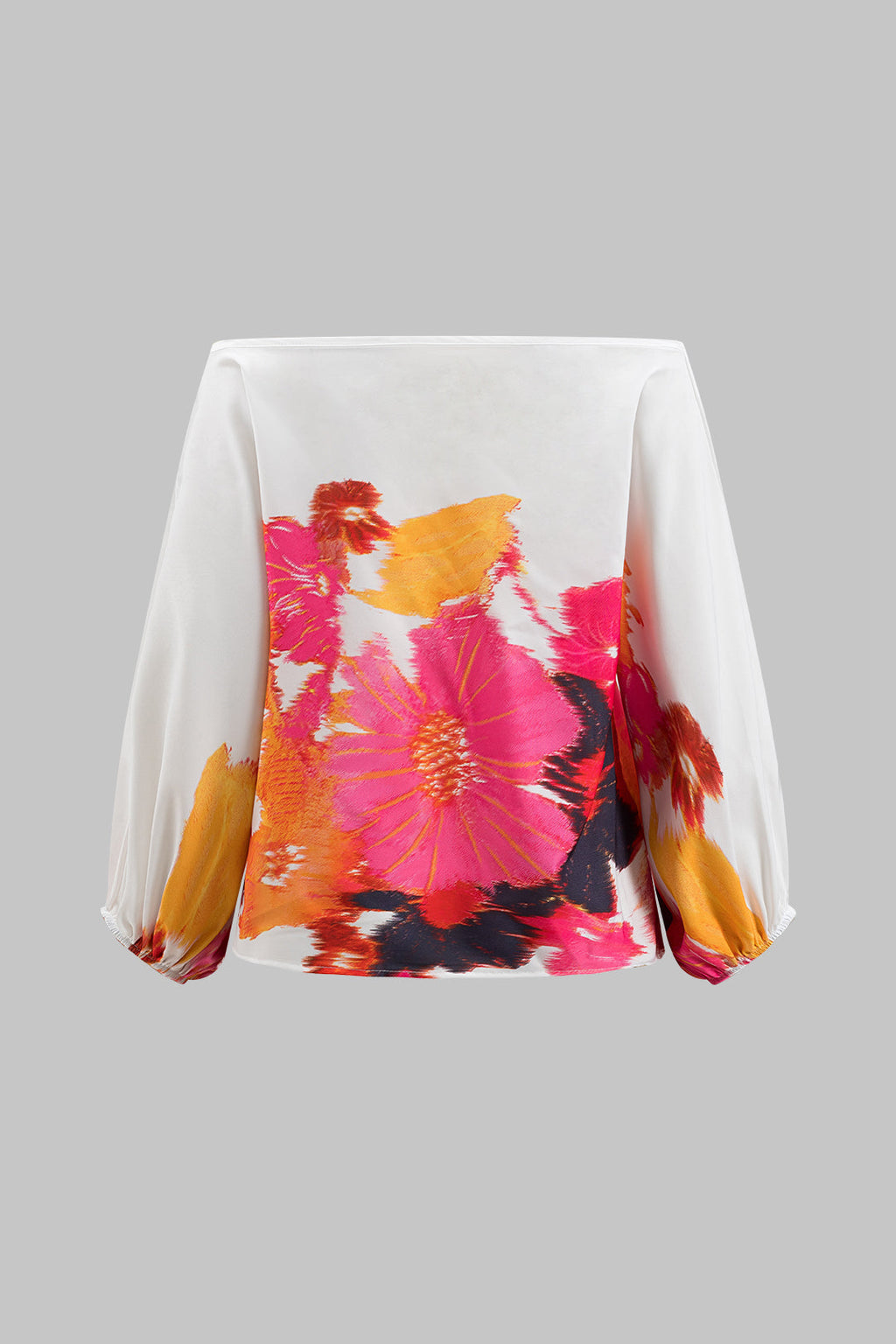 Conjunto Floral Blusa Hombro Descubierto Manga Larga